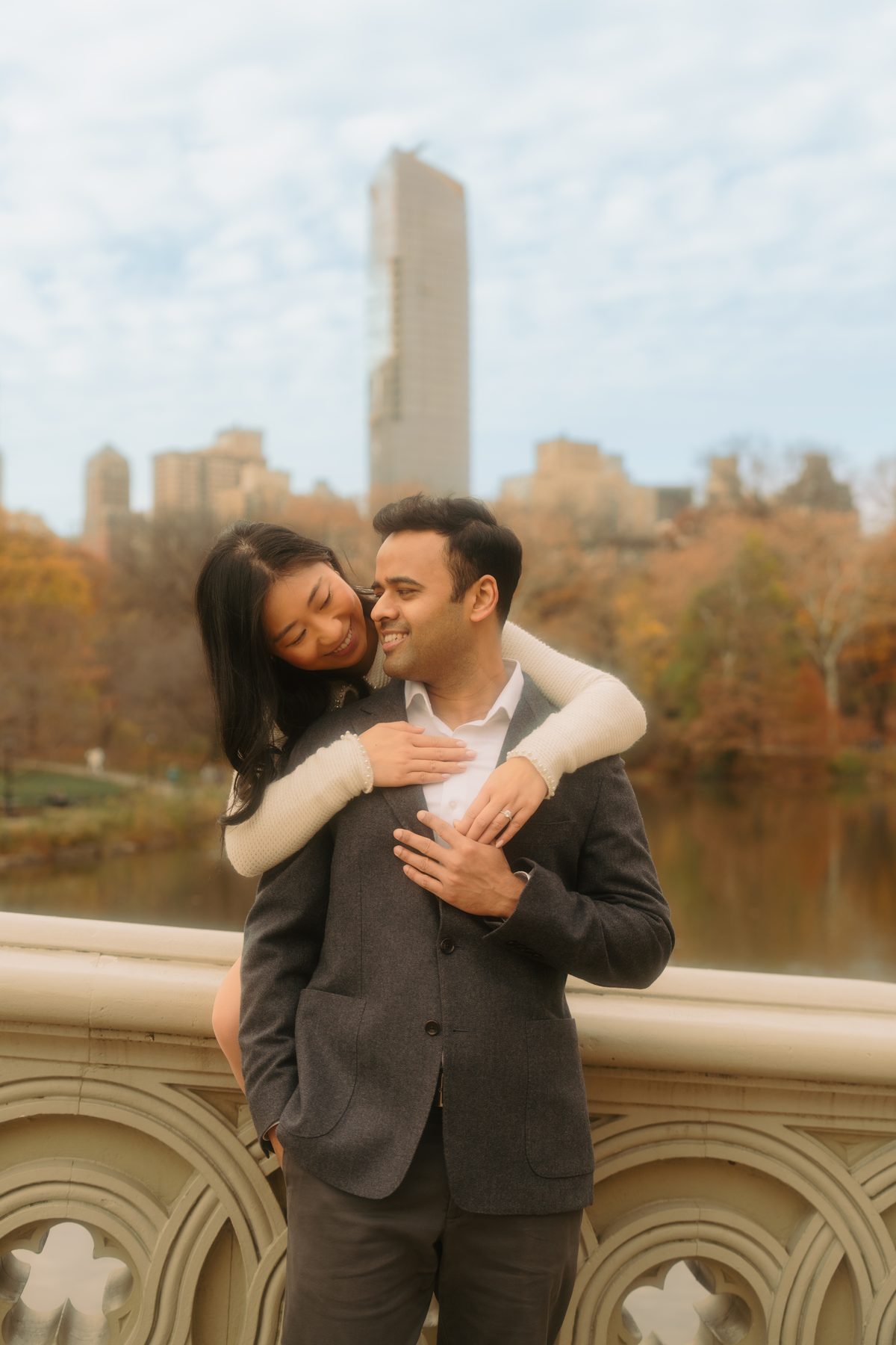 Bernice and Mayank smiling on bridge