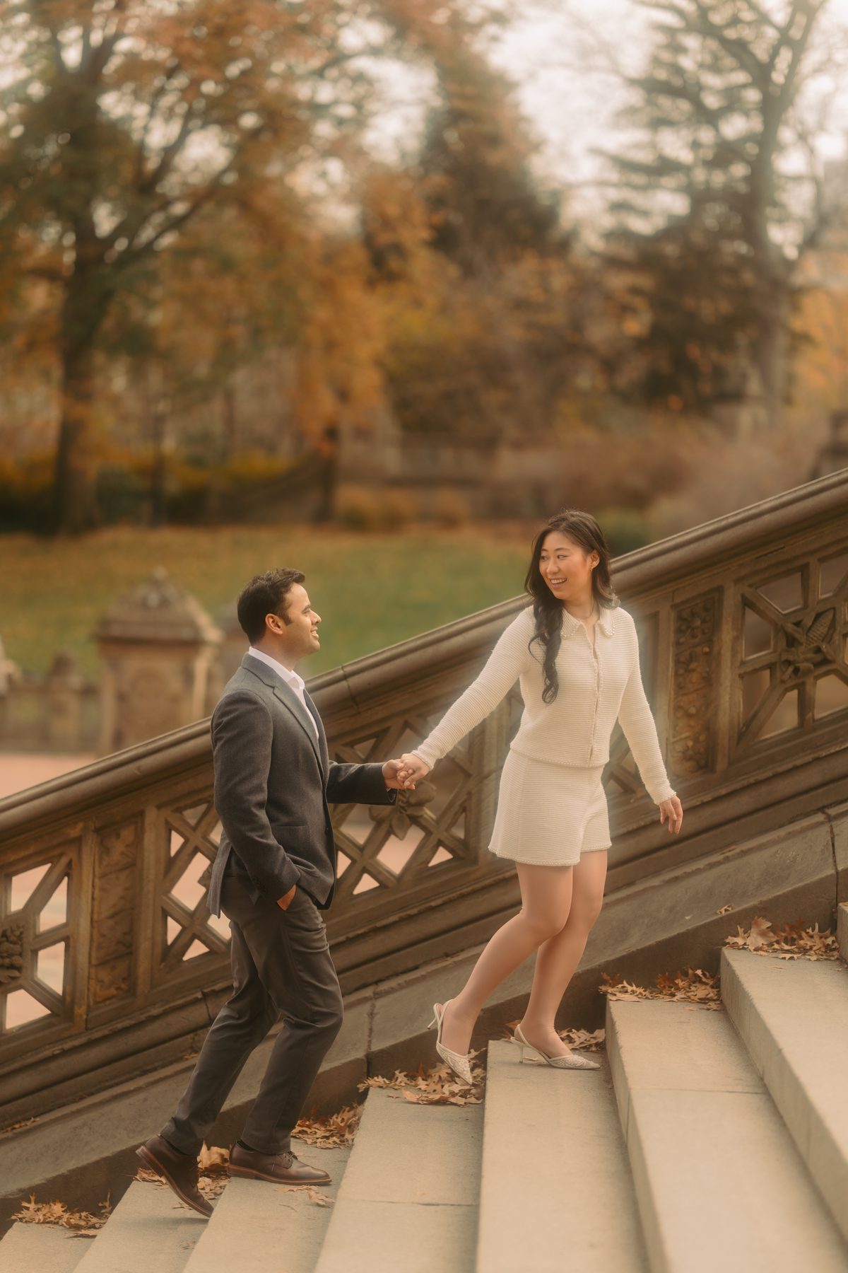 Bernice and Mayank on the steps